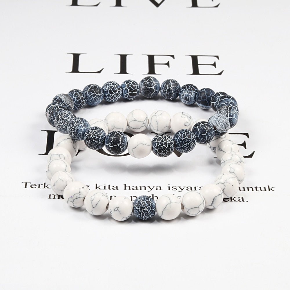 Bracelet De Distance Pour Les Couples Bracelet De Yoga En Perles D'oeil De Tigre En Pierre De Lave Naturelle - Bijoux De Lune