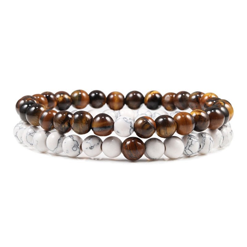 Bracelet De Distance Pour Les Couples Bracelet De Yoga En Perles D'oeil De Tigre En Pierre De Lave Naturelle - Bijoux De Lune