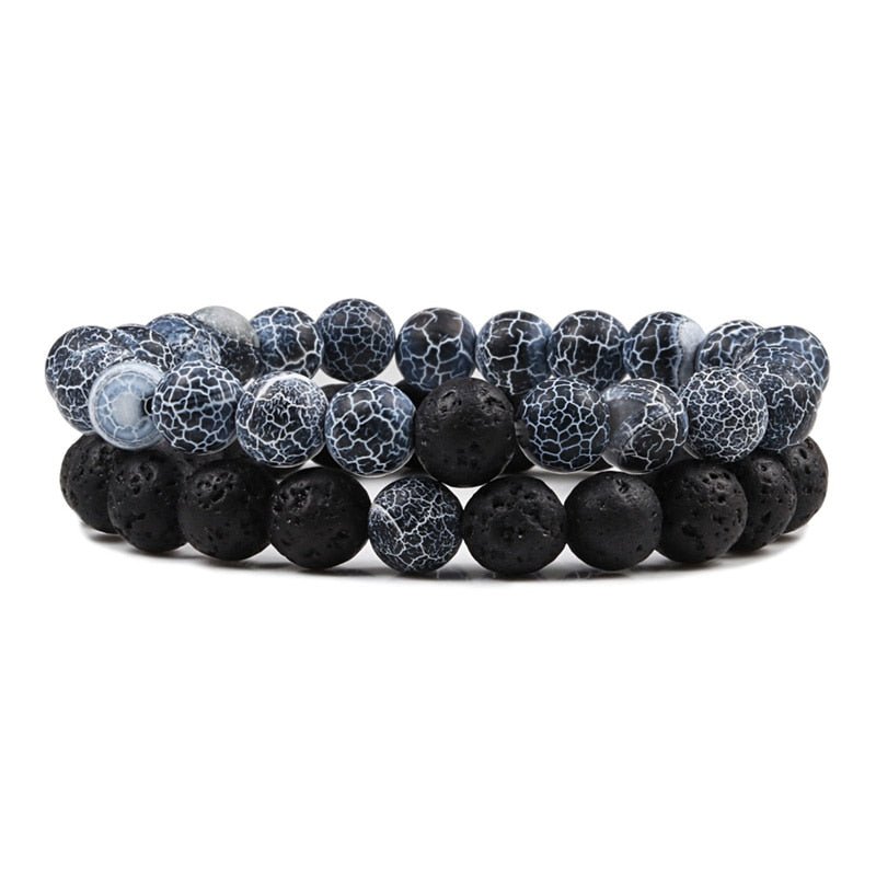 Bracelet De Distance Pour Les Couples Bracelet De Yoga En Perles D'oeil De Tigre En Pierre De Lave Naturelle - Bijoux De Lune