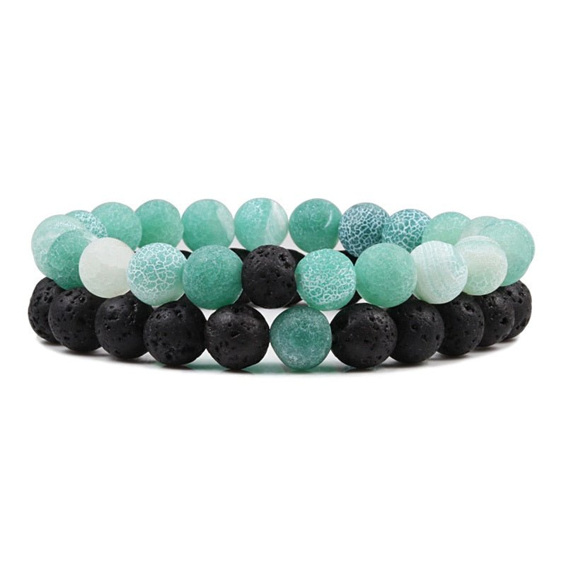 Bracelet De Distance Pour Les Couples Bracelet De Yoga En Perles D'oeil De Tigre En Pierre De Lave Naturelle - Bijoux De Lune