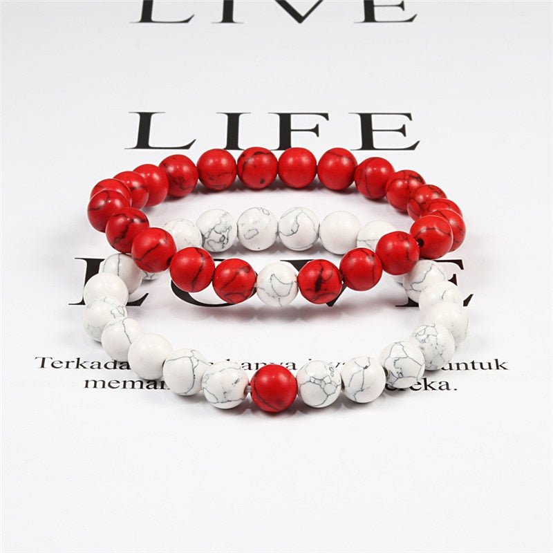 Bracelet De Distance Pour Les Couples Bracelet De Yoga En Perles D'oeil De Tigre En Pierre De Lave Naturelle - Bijoux De Lune