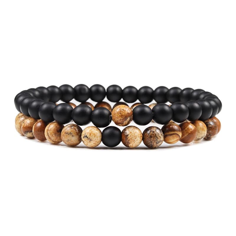 Bracelet De Distance Pour Les Couples Bracelet De Yoga En Perles D'oeil De Tigre En Pierre De Lave Naturelle - Bijoux De Lune