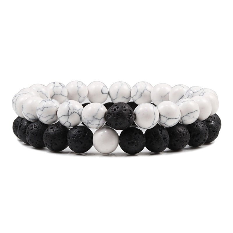 Bracelet De Distance Pour Les Couples Bracelet De Yoga En Perles D'oeil De Tigre En Pierre De Lave Naturelle - Bijoux De Lune