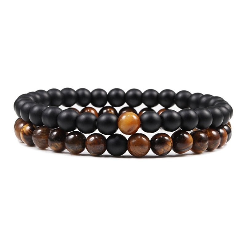 Bracelet De Distance Pour Les Couples Bracelet De Yoga En Perles D'oeil De Tigre En Pierre De Lave Naturelle - Bijoux De Lune