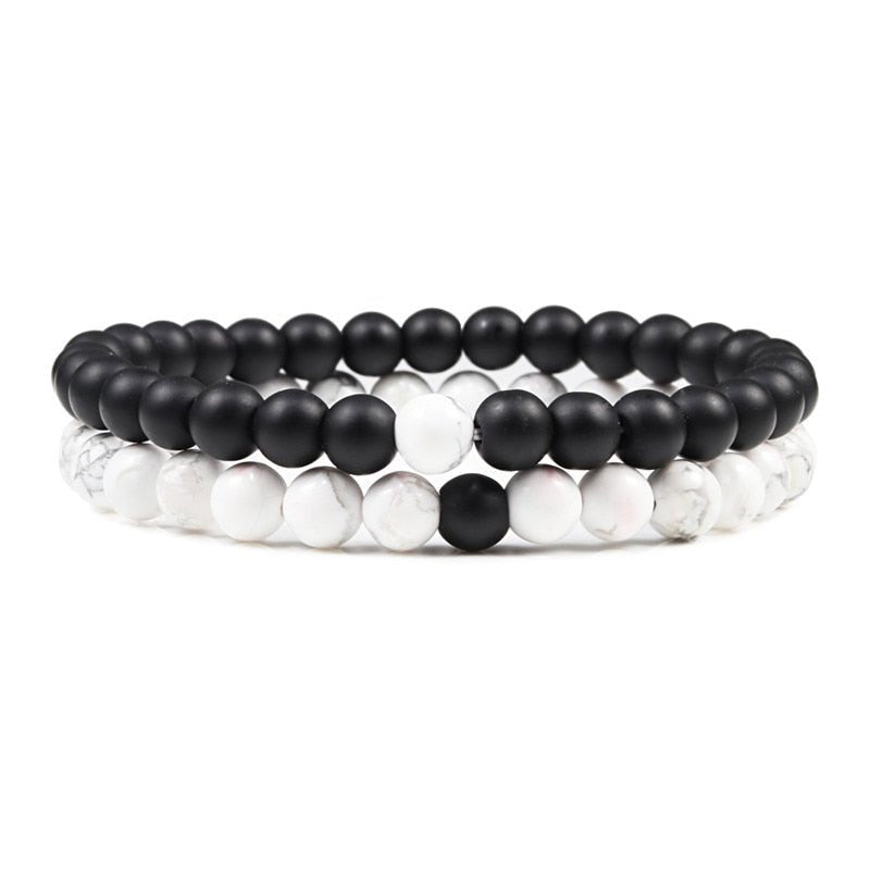 Bracelet De Distance Pour Les Couples Bracelet De Yoga En Perles D'oeil De Tigre En Pierre De Lave Naturelle - Bijoux De Lune