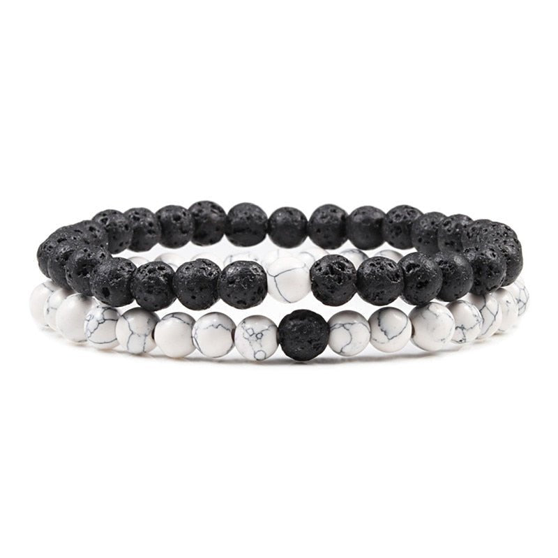 Bracelet De Distance Pour Les Couples Bracelet De Yoga En Perles D'oeil De Tigre En Pierre De Lave Naturelle - Bijoux De Lune