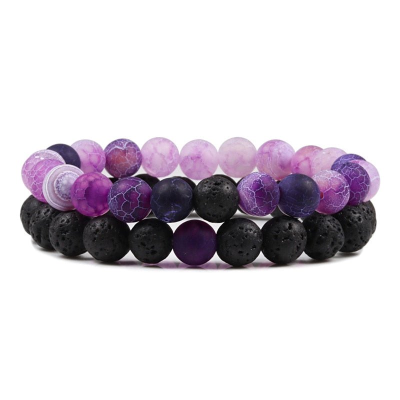 Bracelet De Distance Pour Les Couples Bracelet De Yoga En Perles D'oeil De Tigre En Pierre De Lave Naturelle - Bijoux De Lune