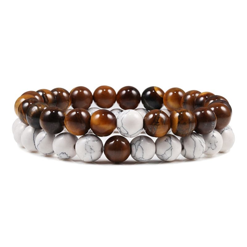 Bracelet De Distance Pour Les Couples Bracelet De Yoga En Perles D'oeil De Tigre En Pierre De Lave Naturelle - Bijoux De Lune
