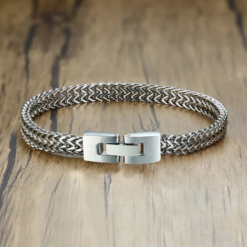 Bracelet De Luxe En Acier Inoxydable à Double Corde Pour Homme - Bijoux De Lune