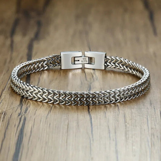 Bracelet De Luxe En Acier Inoxydable à Double Corde Pour Homme - Bijoux De Lune