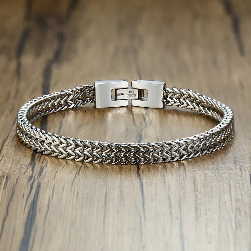 Bracelet De Luxe En Acier Inoxydable à Double Corde Pour Homme - Bijoux De Lune