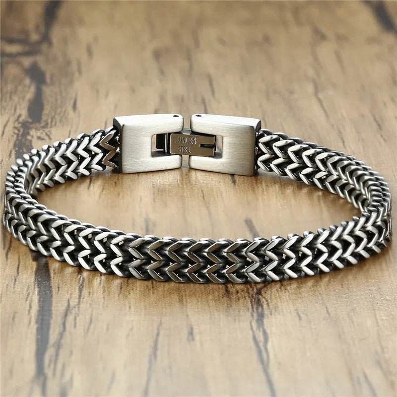 Bracelet De Luxe En Acier Inoxydable à Double Corde Pour Homme - Bijoux De Lune