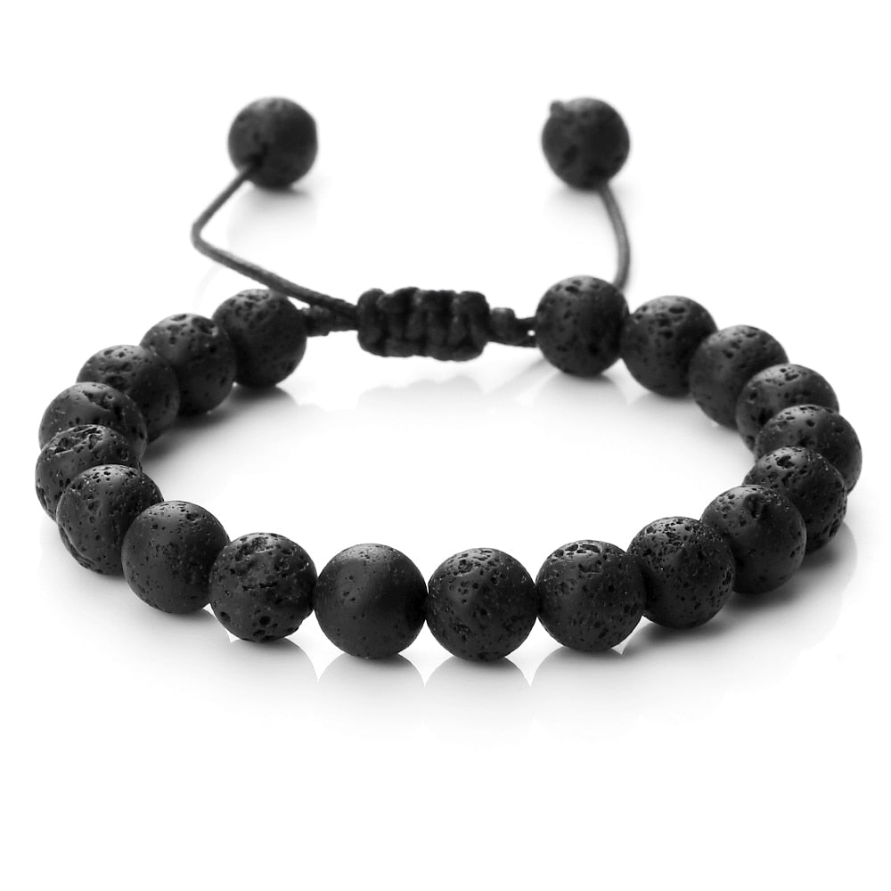 Bracelet Distance 8mm Couple Relation Bracelet Perle Pierre Naturelle - Bijoux De Lune