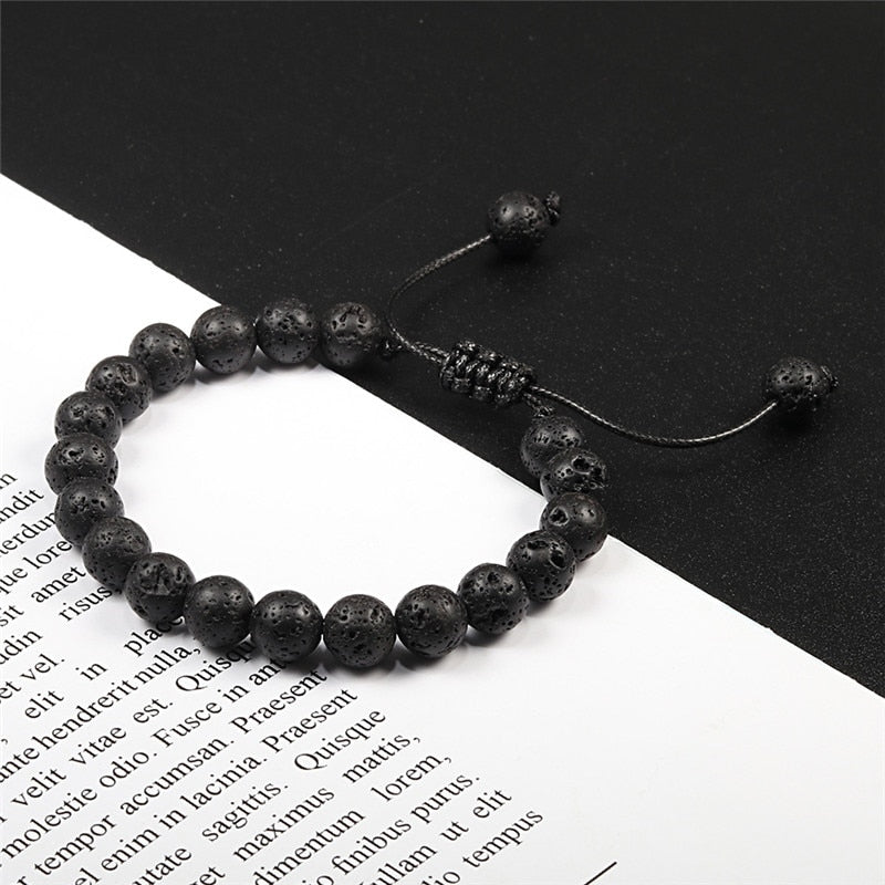 Bracelet Distance 8mm Couple Relation Bracelet Perle Pierre Naturelle - Bijoux De Lune