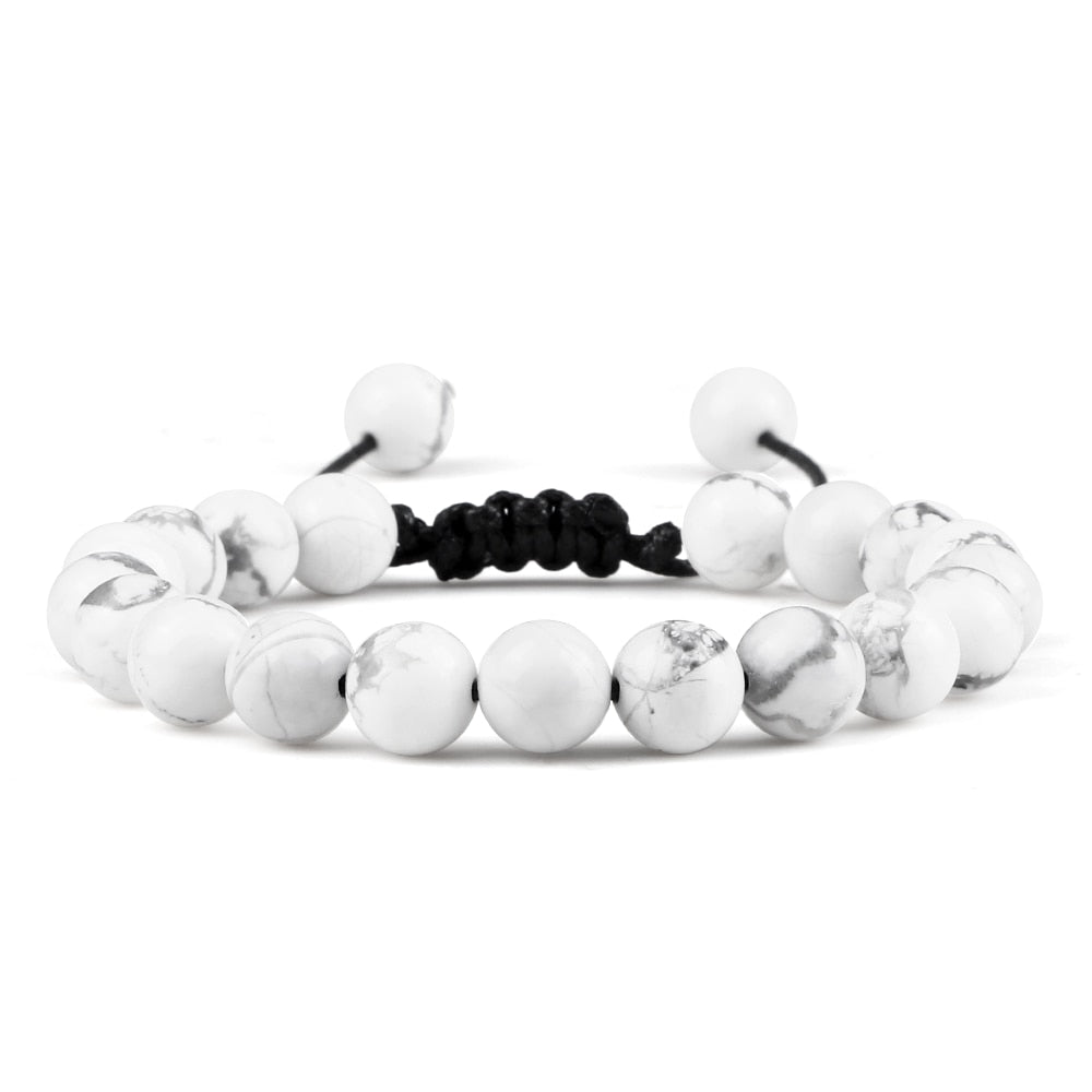 Bracelet Distance 8mm Couple Relation Bracelet Perle Pierre Naturelle - Bijoux De Lune