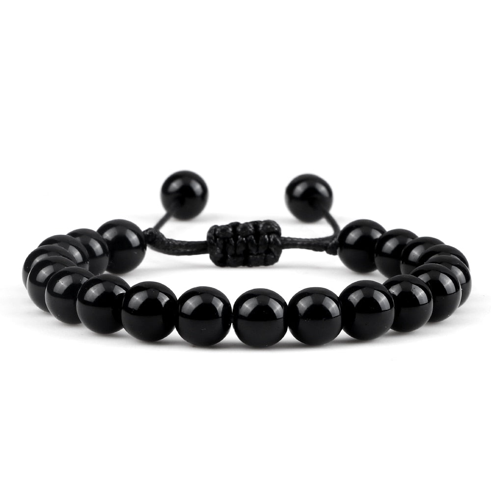 Bracelet Distance 8mm Couple Relation Bracelet Perle Pierre Naturelle - Bijoux De Lune