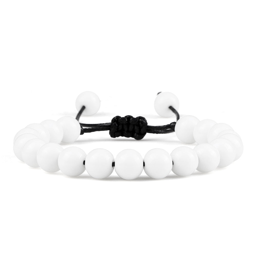 Bracelet Distance 8mm Couple Relation Bracelet Perle Pierre Naturelle - Bijoux De Lune