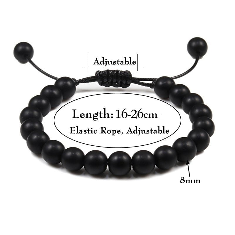 Bracelet Distance 8mm Couple Relation Bracelet Perle Pierre Naturelle - Bijoux De Lune