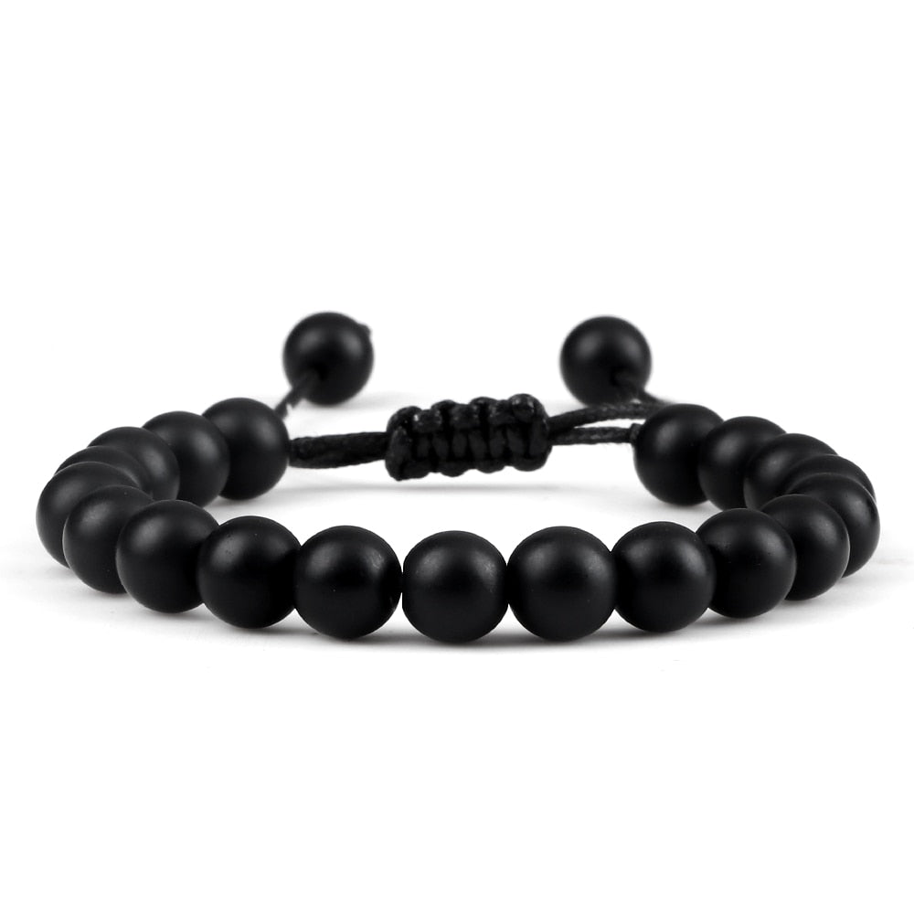 Bracelet Distance 8mm Couple Relation Bracelet Perle Pierre Naturelle - Bijoux De Lune