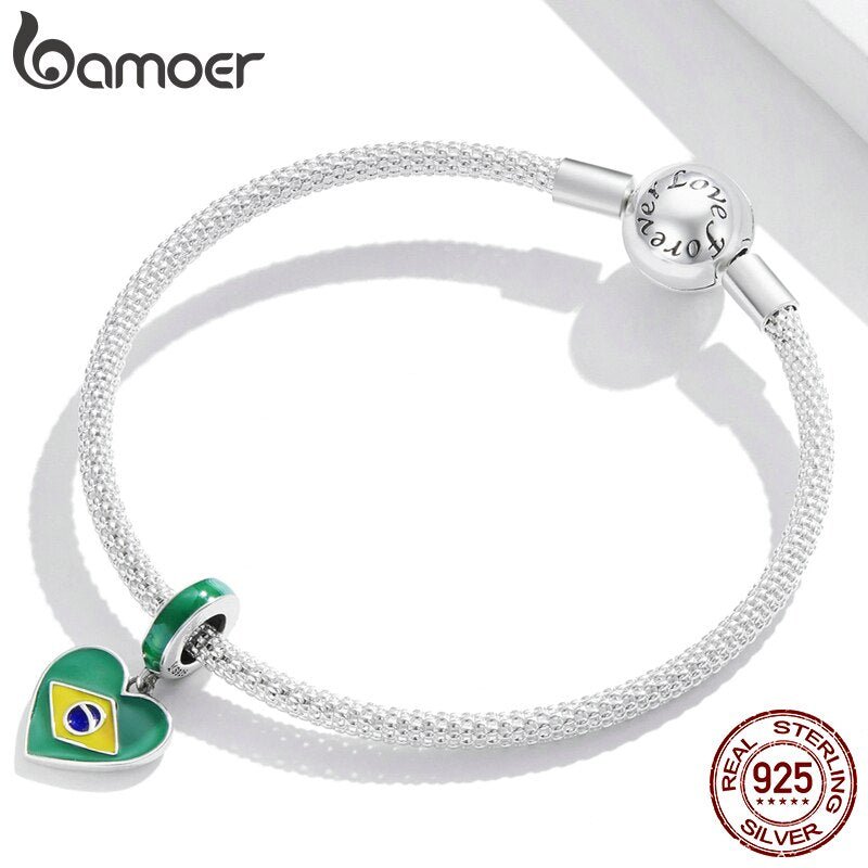 Bracelet drapeau brésilien, Bracelet Patriotique Brésilien En Forme De Coeur - Bijoux De Lune