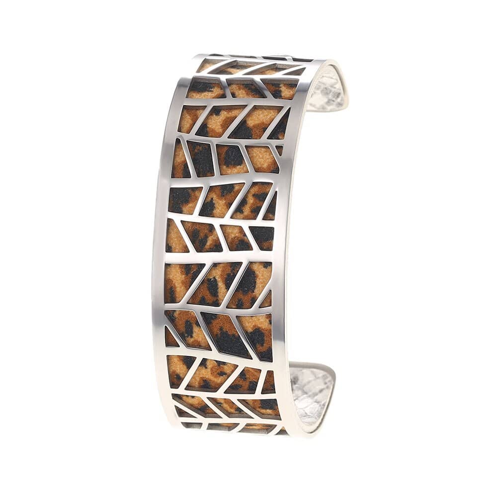 Bracelet En Acier Manchette Femme à Motifs De Feuilles Personnalisables En Couleur - Bijoux De Lune