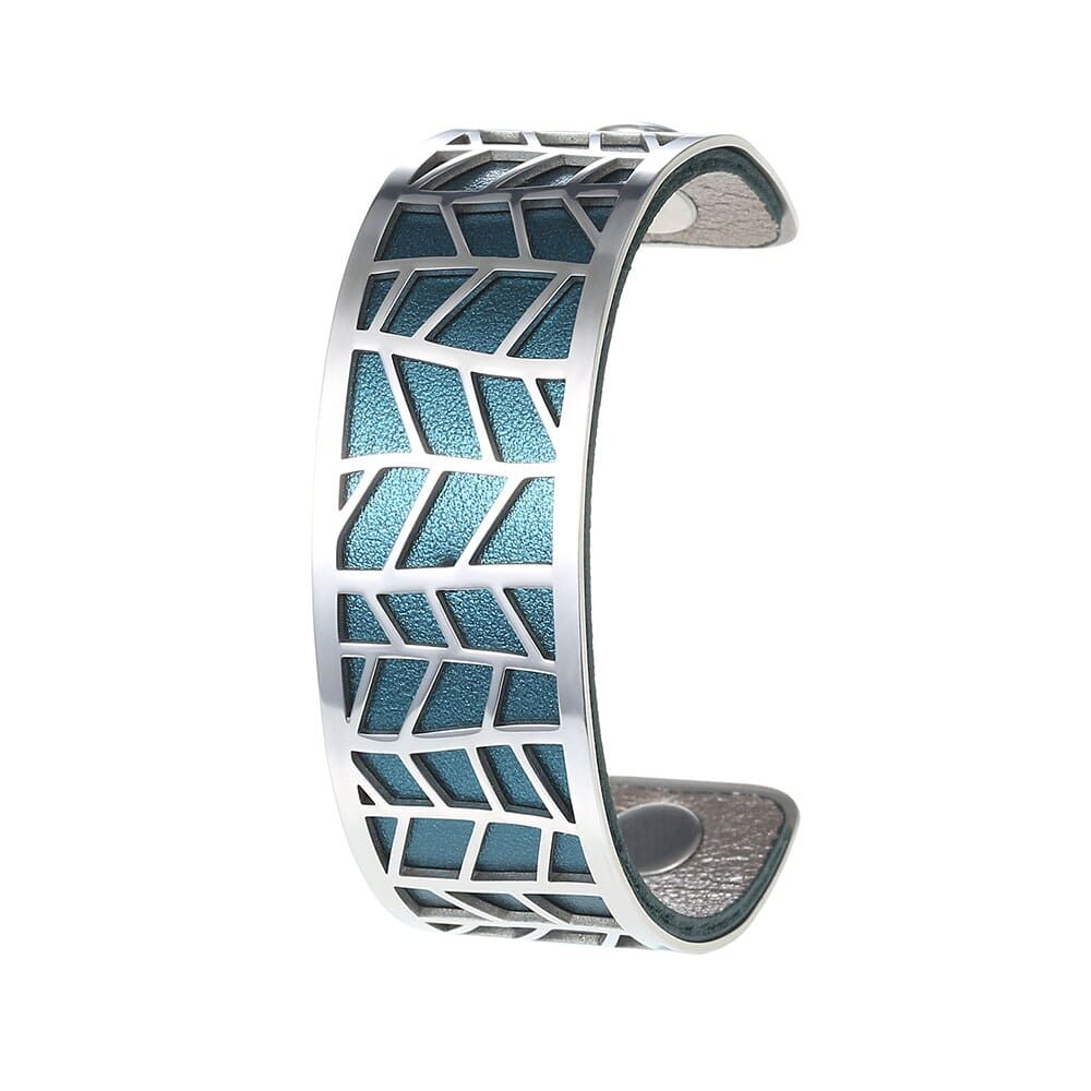 Bracelet En Acier Manchette Femme à Motifs De Feuilles Personnalisables En Couleur - Bijoux De Lune
