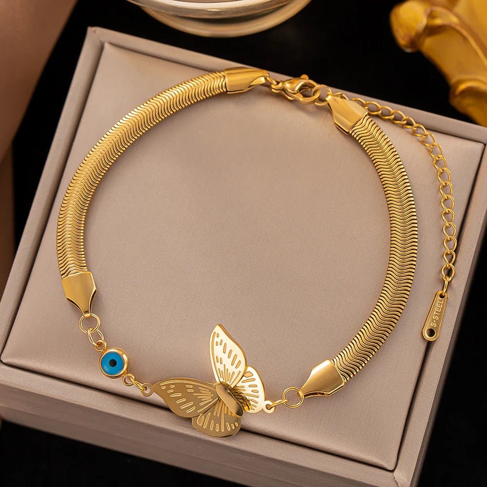 Bracelet Femme Luxe A Breloques En Acier Inoxydable En Zircon Arbre De Vie - Bijoux De Lune