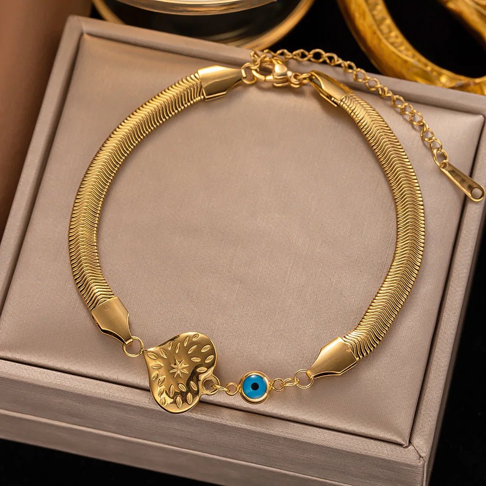 Bracelet Femme Luxe A Breloques En Acier Inoxydable En Zircon Arbre De Vie - Bijoux De Lune