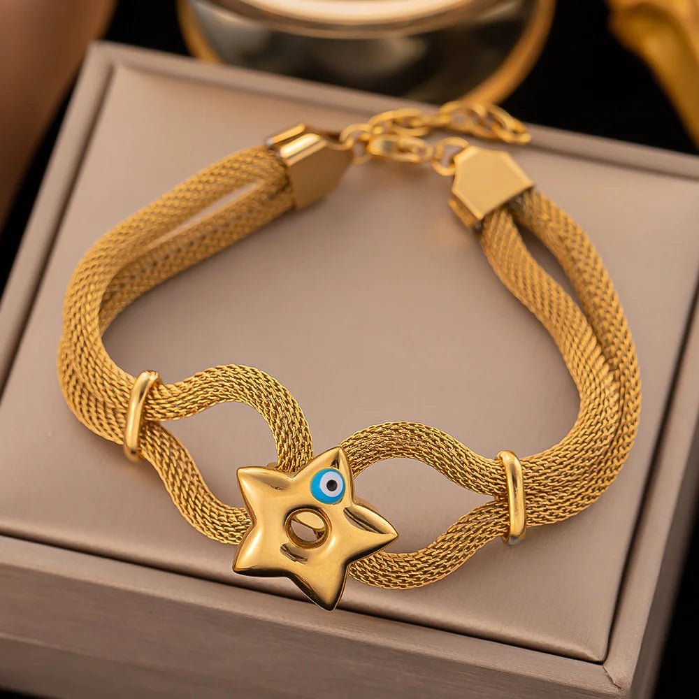 Bracelet Femme Luxe A Breloques En Acier Inoxydable En Zircon Arbre De Vie - Bijoux De Lune