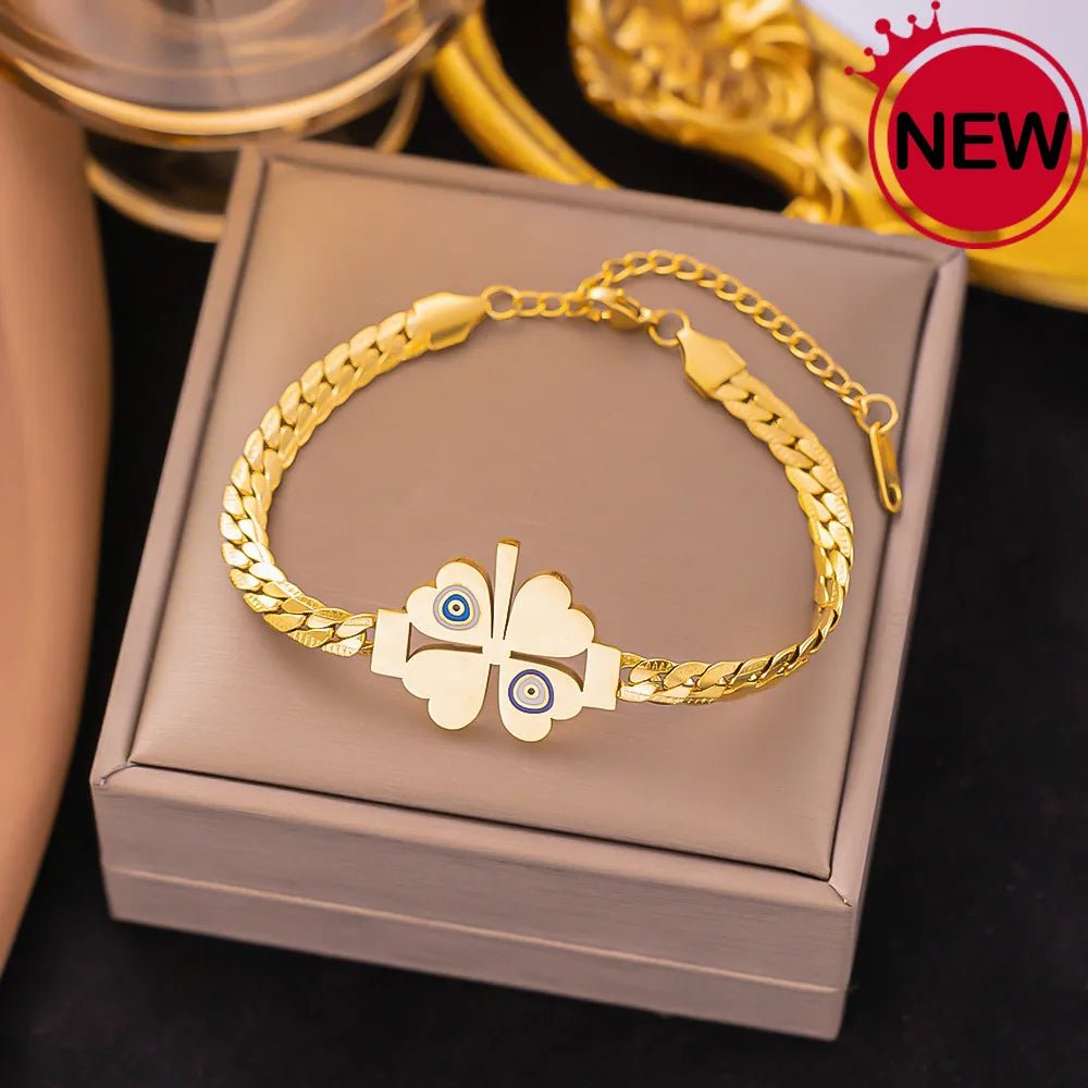 Bracelet Femme Luxe A Breloques En Acier Inoxydable En Zircon Arbre De Vie - Bijoux De Lune