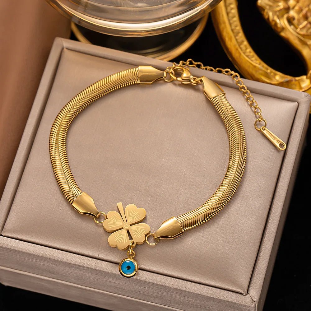 Bracelet Femme Luxe A Breloques En Acier Inoxydable En Zircon Arbre De Vie - Bijoux De Lune