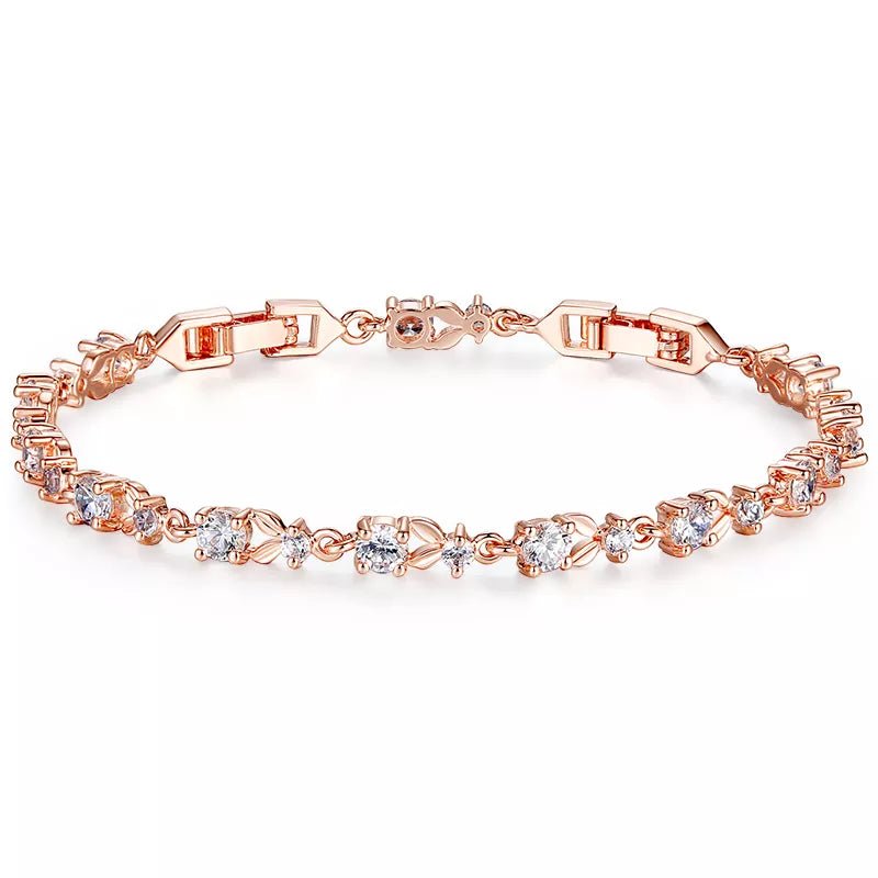 Bracelet Femme Luxe Cristal De Zircone Cubique à Maillons De Chaîne - Bijoux De Lune