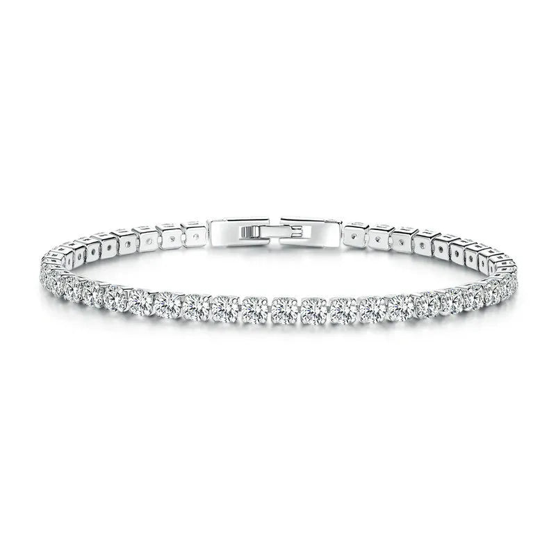 Bracelet Femme Luxe Cristal De Zircone Cubique à Maillons De Chaîne - Bijoux De Lune