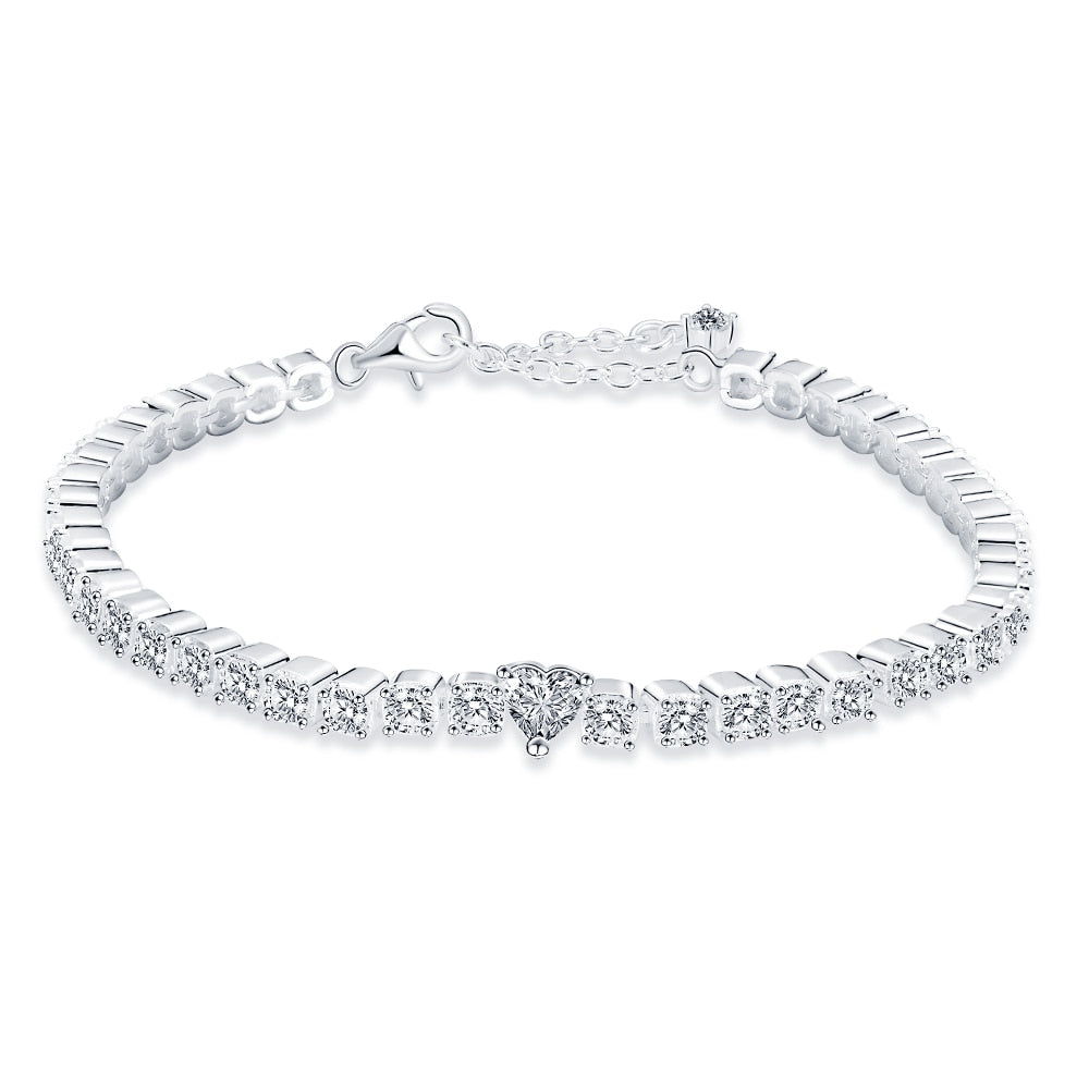 Bracelet Femme Luxe En Argent Sterling 925 Avec Zircon En Cristal Romain - Bijoux De Lune