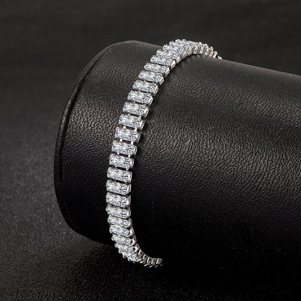 Bracelet Femme Luxe En Argent Sterling 925 élégant Cristal De Zircon - Bijoux De Lune