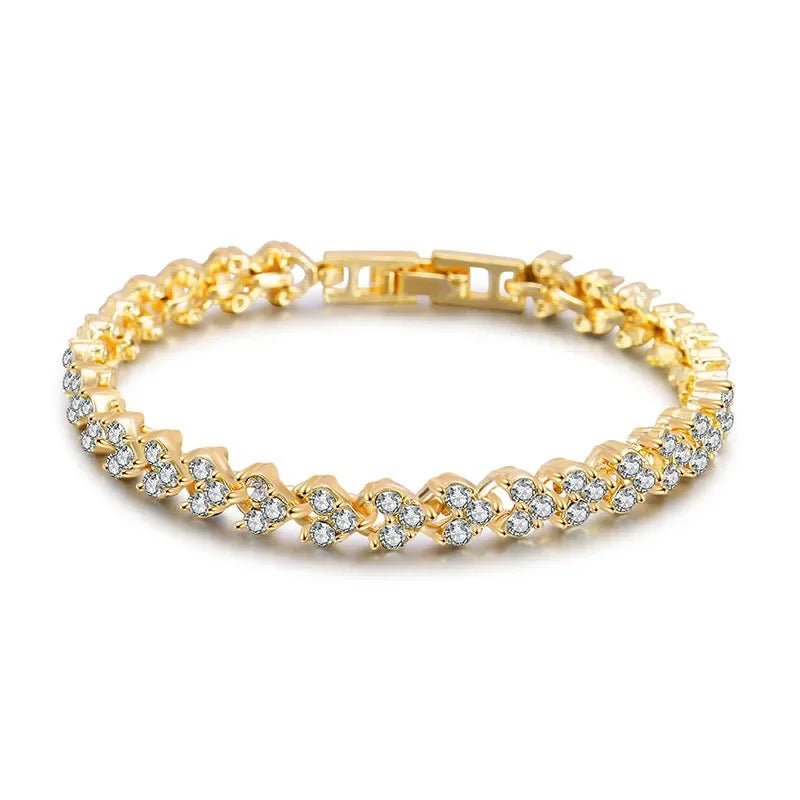 Bracelet Femme Luxe En Cristal Romain Chaîne En Forme De Cœur - Bijoux De Lune