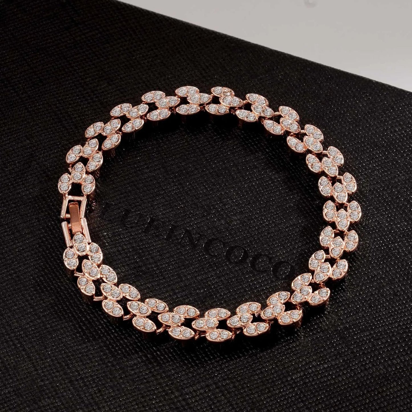 Bracelet Femme Luxe En Cristal Romain Chaîne En Forme De Cœur - Bijoux De Lune