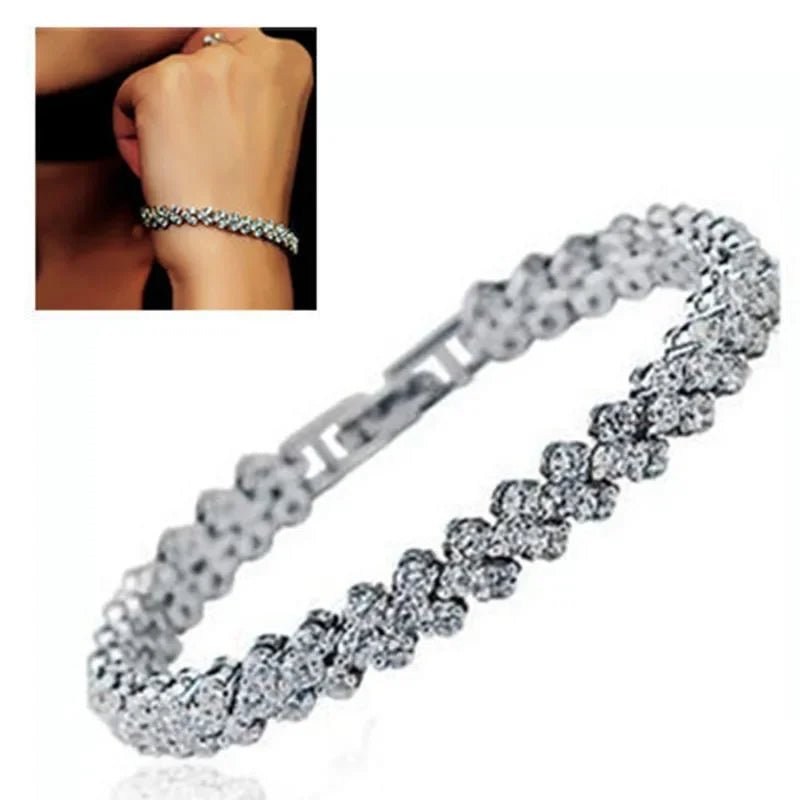 Bracelet Femme Luxe En Cristal Romain Chaîne En Forme De Cœur - Bijoux De Lune