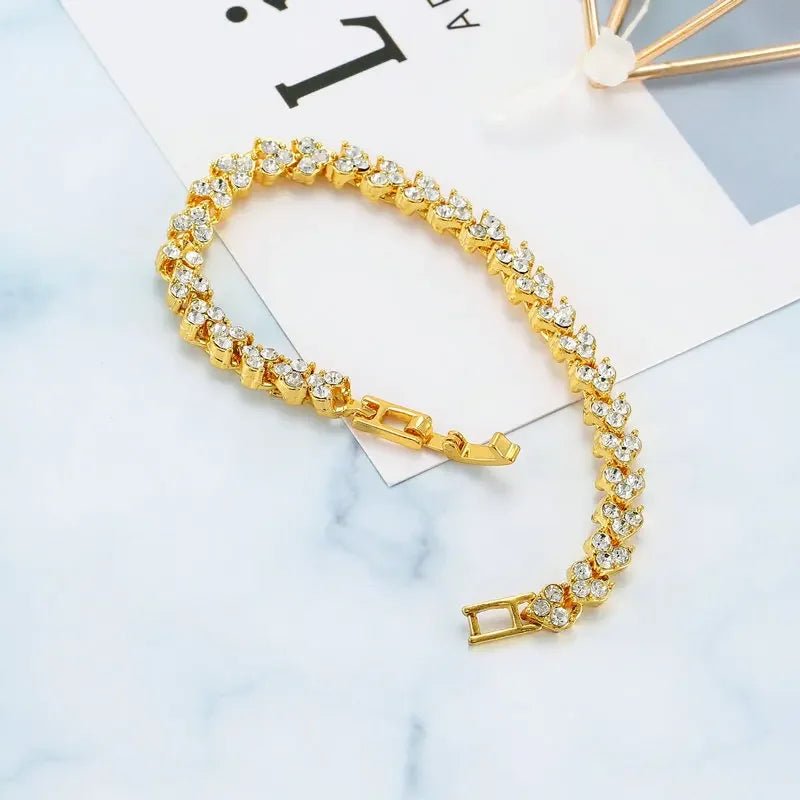 Bracelet Femme Luxe En Cristal Romain Chaîne En Forme De Cœur - Bijoux De Lune