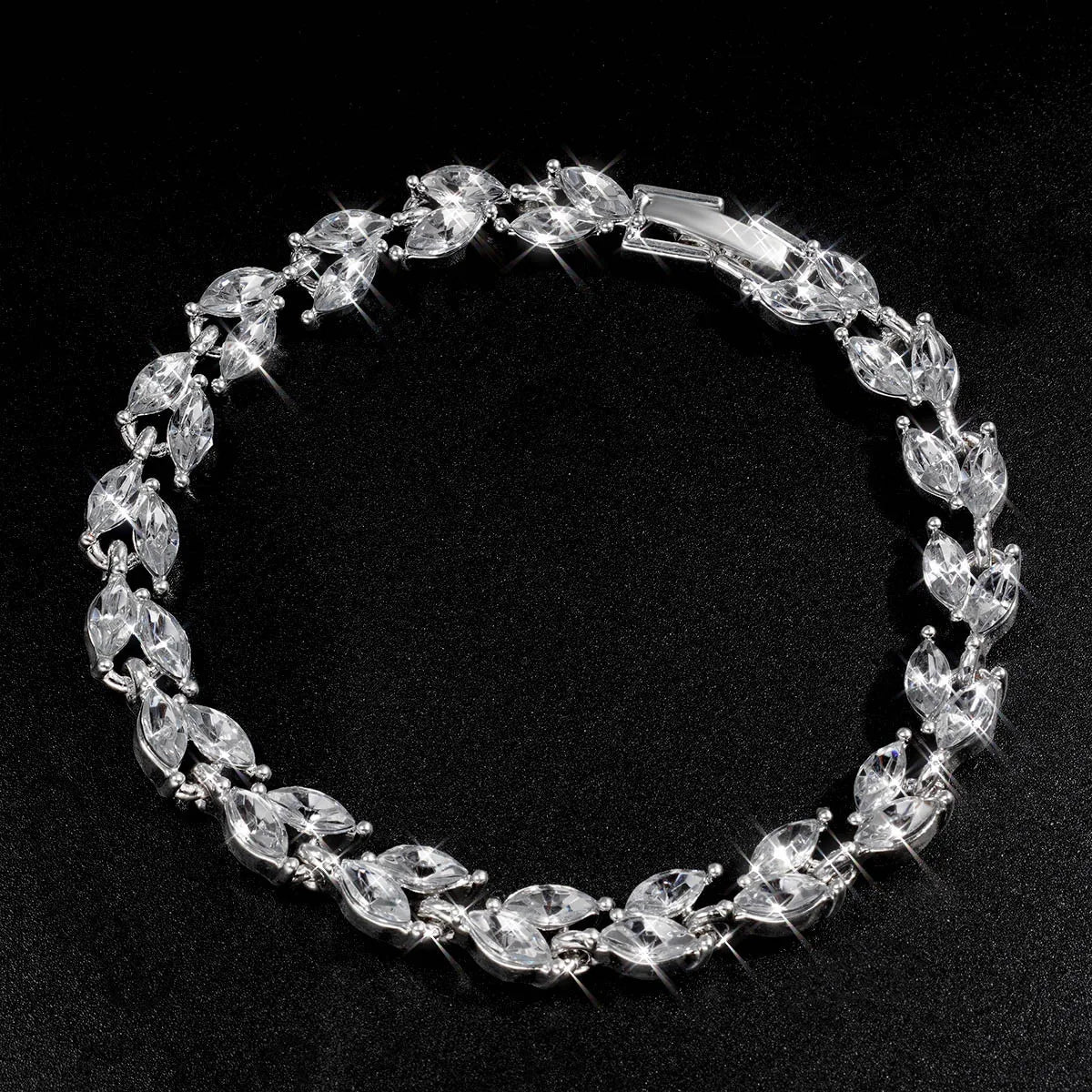 Bracelet Femme Luxe En Cristal Romain Chaîne En Forme De Cœur - Bijoux De Lune