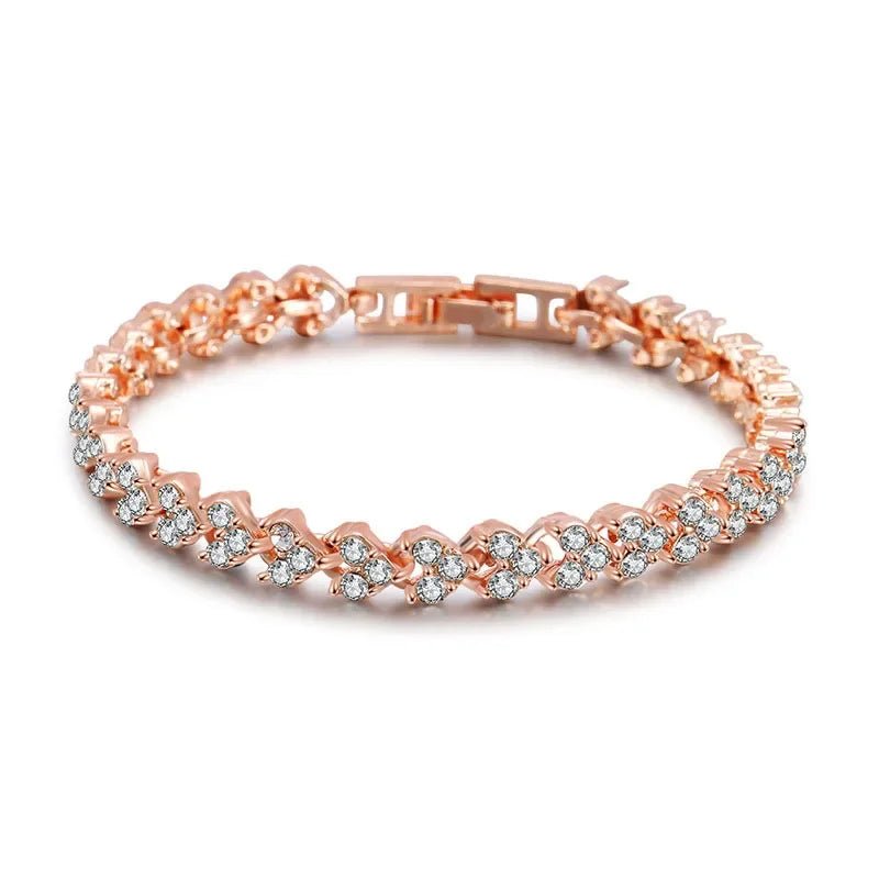 Bracelet Femme Luxe En Cristal Romain Chaîne En Forme De Cœur - Bijoux De Lune