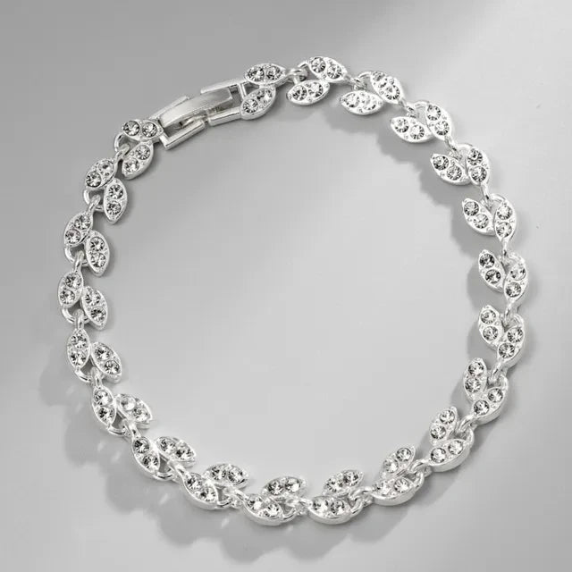 Bracelet Femme Luxe En Cristal Romain Chaîne En Forme De Cœur - Bijoux De Lune
