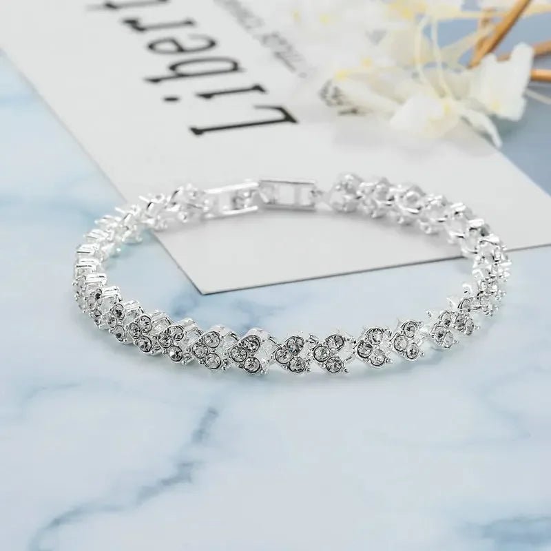 Bracelet Femme Luxe En Cristal Romain Chaîne En Forme De Cœur - Bijoux De Lune