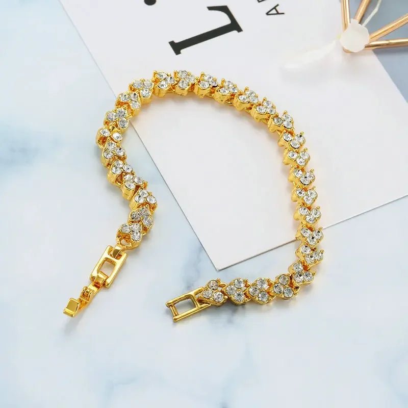 Bracelet Femme Luxe En Cristal Romain Chaîne En Forme De Cœur - Bijoux De Lune