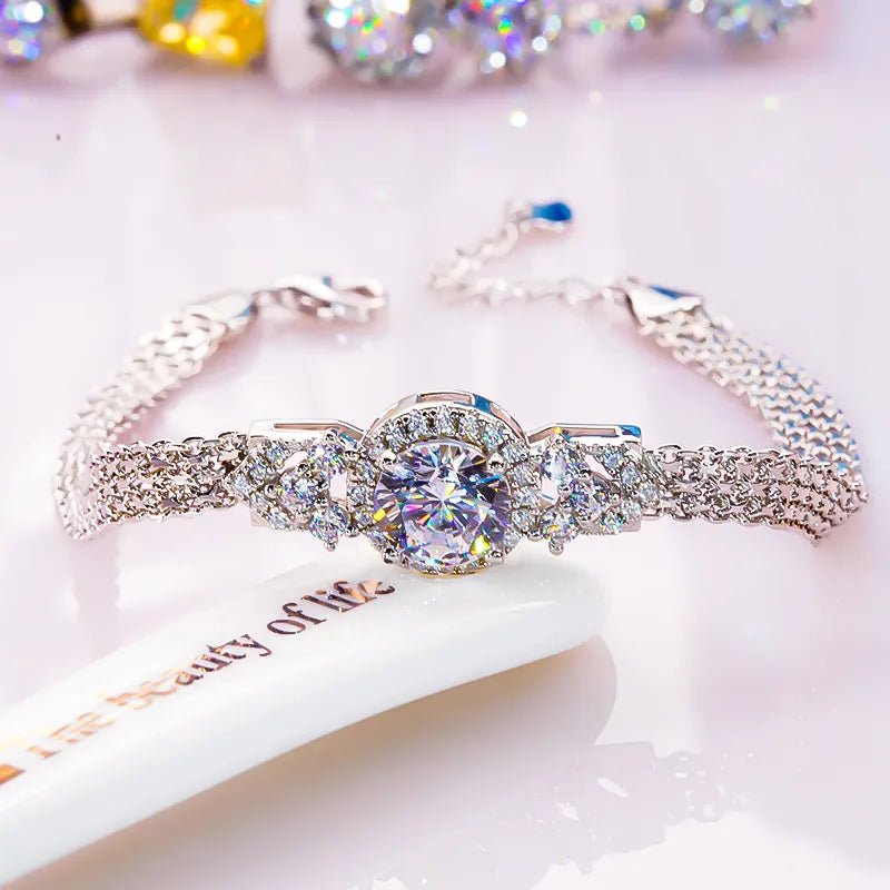Bracelet Femme Luxe Moissanite Diamant 925 Sterling Argent - Bijoux De Lune
