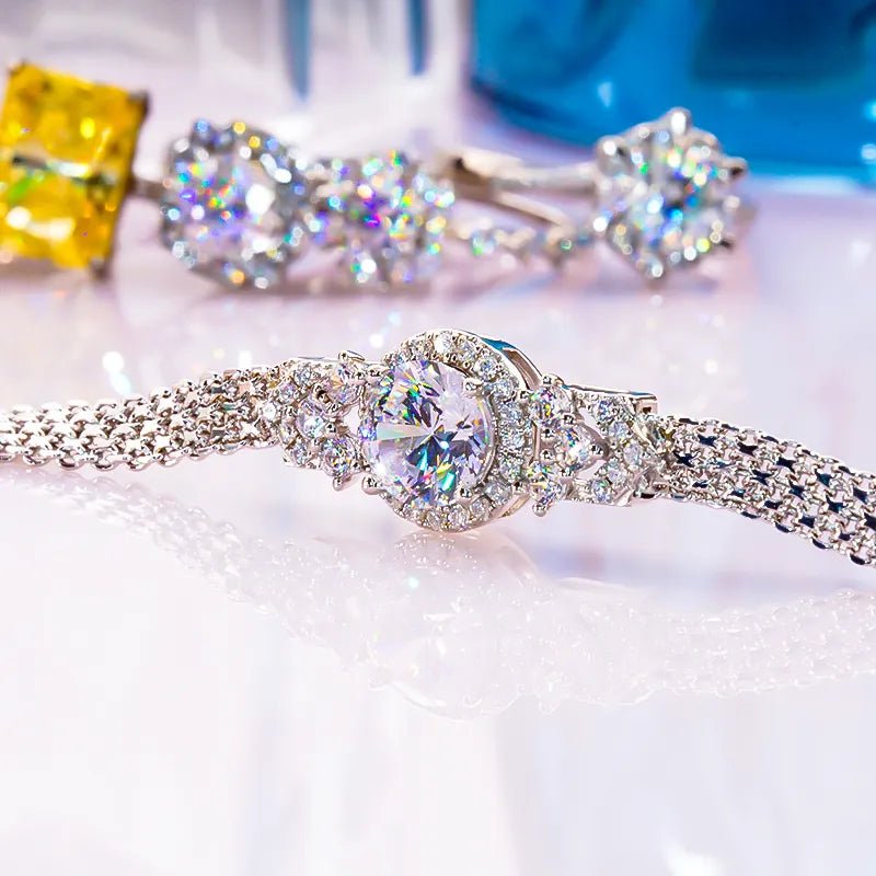 Bracelet Femme Luxe Moissanite Diamant 925 Sterling Argent - Bijoux De Lune