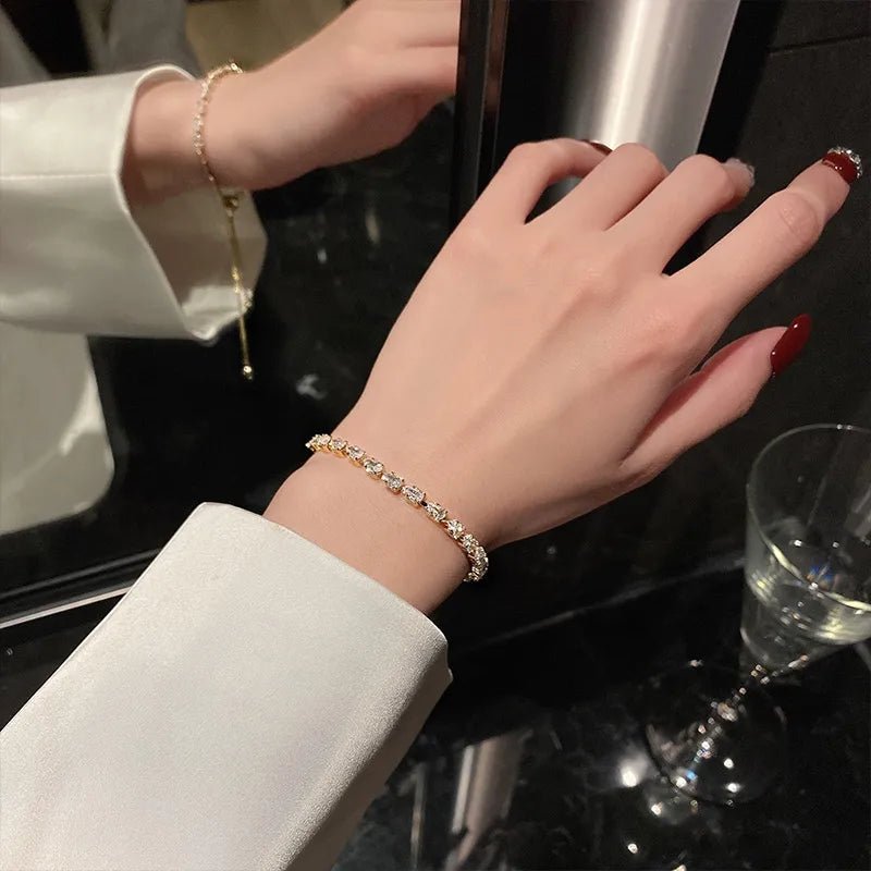 Bracelet Femme Luxe Plaqué or 14K Elégant Ajustable - Bijoux De Lune