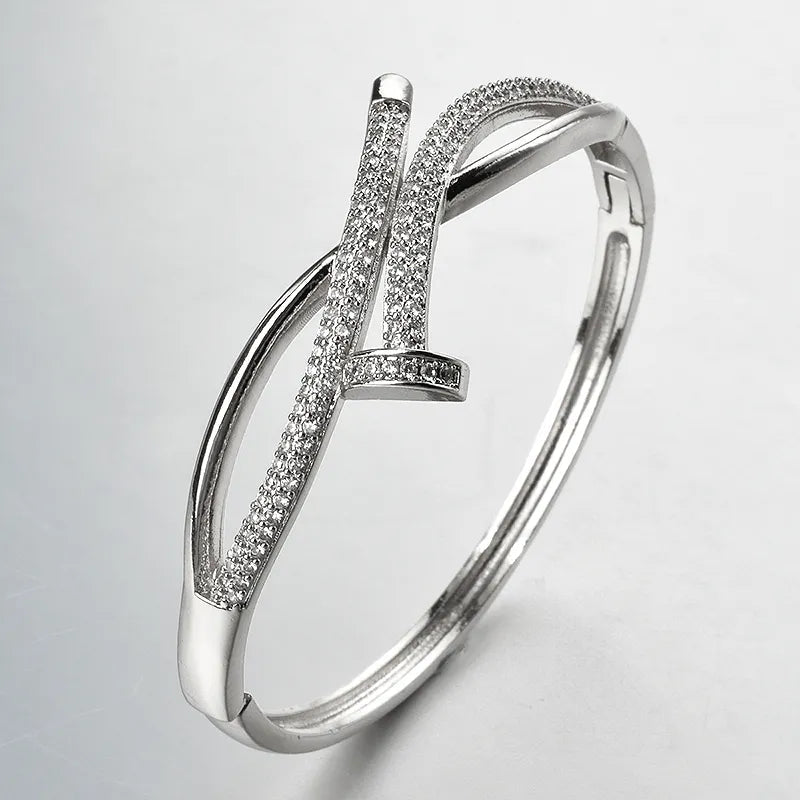 Bracelet femme Luxe Unique Double Cristal Tête Croisée pour Femmes en Zircon - Bijoux De Lune