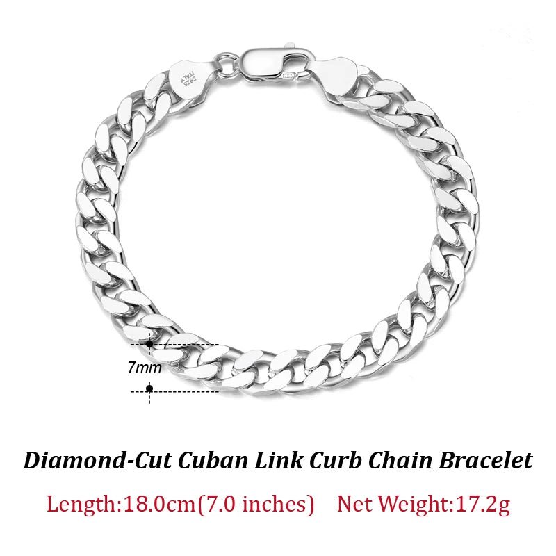 Bracelet Homme Argent Luxe De Chaîne Cubaine En Sterling 925 - Bijoux De Lune