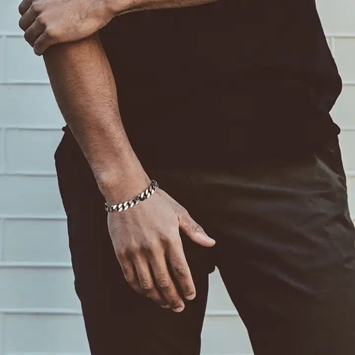Bracelet Homme Argent Luxe De Chaîne Cubaine En Sterling 925 - Bijoux De Lune